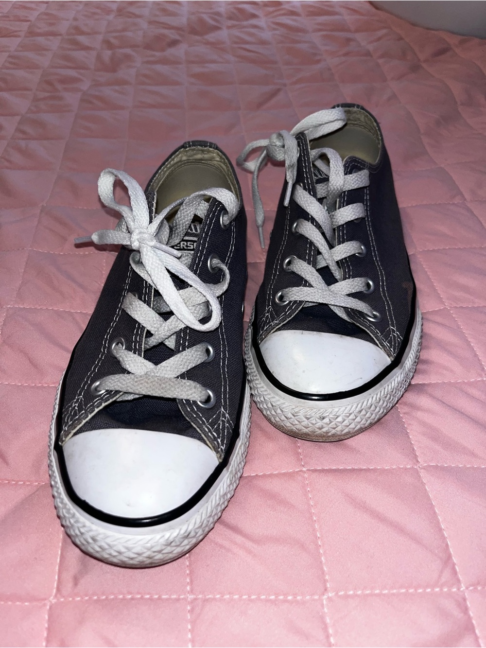 Youth Canvas Low-Top Sneakers in Dark Blue with White Accents